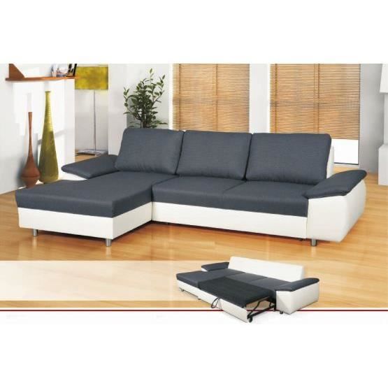 Canapé convertible loana noir et blanc gauche Achat / Vente canapé
