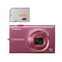 APPAREIL PHOTO NUMERIQUE Appareil photo NIKON S6200 Rose + carte SD 4 Go