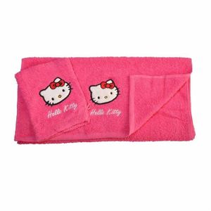 SERVIETTES DE BAIN serviette de toilette + gant HELLO KITTY Rose