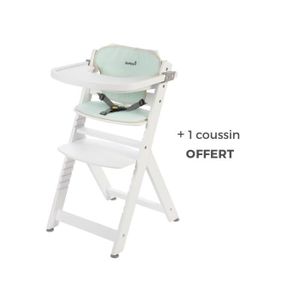 SAFETY 1ST Chaise Bois Timba Blanc Pop Hero + 2?me coussin offert