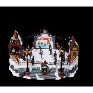 VILLAGE , MANÈGE Village de noel animé et lumineux LED Patinoire 10