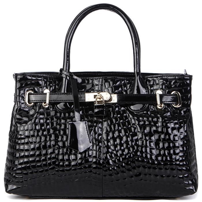 Paste sac à main cuir véritable femme Crocodile noir Achat / Vente sac à main Paste sac à main