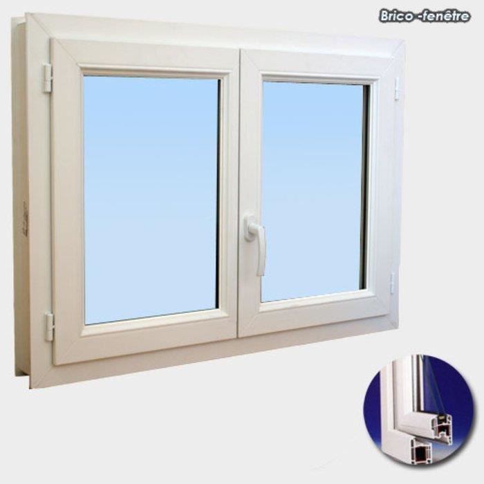 Fenêtre PVC H 75 cm x L 80 cm Double vitrage Fenêtre PVC Blanc