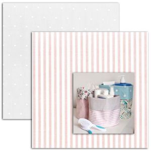 MLLE TOGA Mini kit pour réaliser un vide-poche en coton enduit ? Naissance fille ? rose et gris