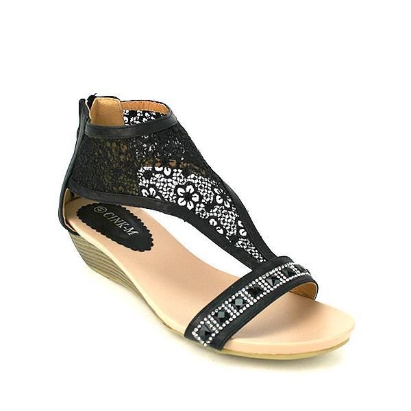 Sandales Noir Chaussures Femme Noir Noir Achat / Vente sandale nu
