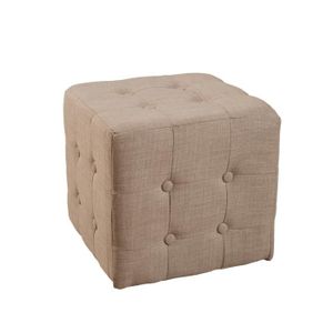 Lot de 2 poufs cubes capitonnés ficelle PASTEL