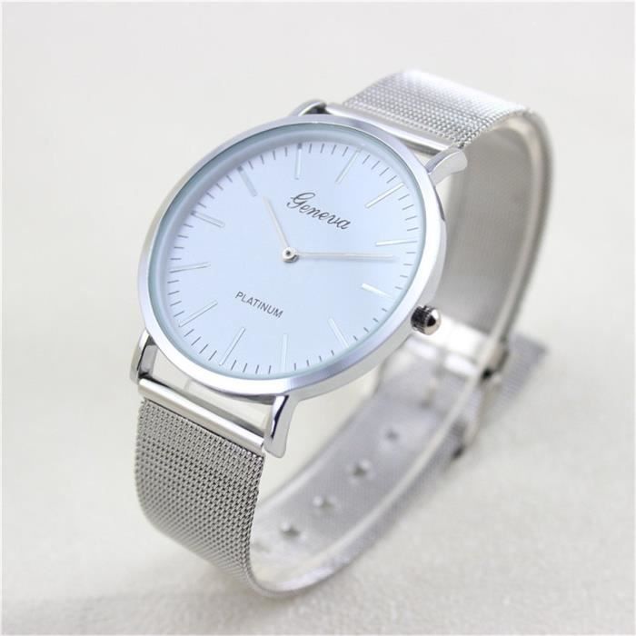 Montre Femme geneva stainless steel band quartz wrist Achat / Vente