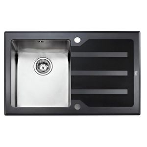 TEKA Cuve Lux 1 égouttoir ? droite 78 verre noir et inox poli