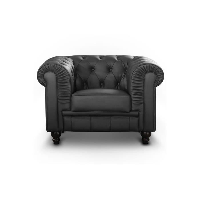 fauteuil chesterfield cuir noir pas cher
