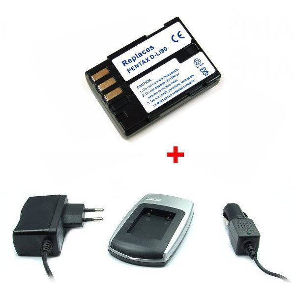 Chargeur + Batterie pour Pentax D Li90 Pour: Pentax 645D, K 01, K 5