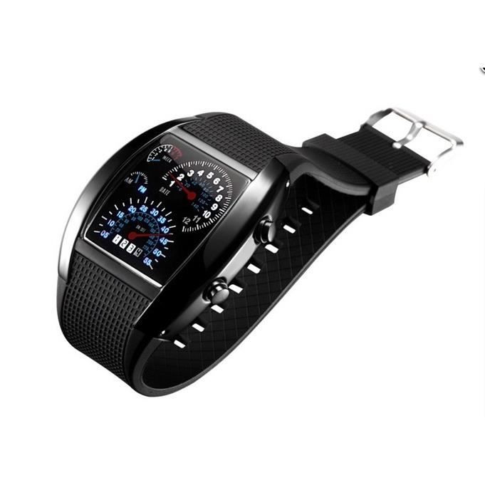 montre silicone led watch binaire compteur voiture