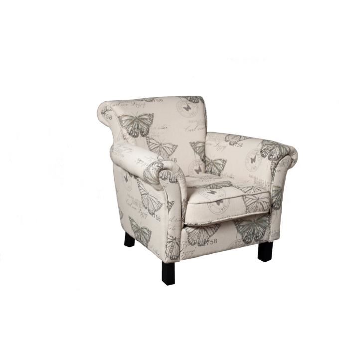 PRAGUES Fauteuil Will tissu papillon Achat / Vente fauteuil Tissu