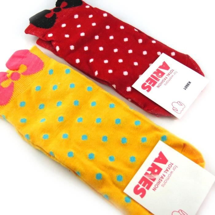 Chaussettes Rouge Et Jaune A Petit Pois