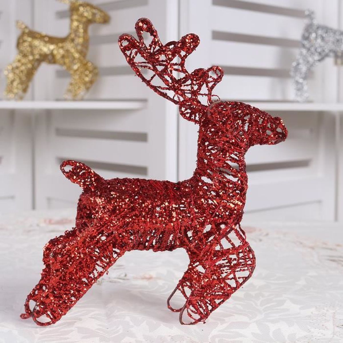 Décoration luxe noel figure cerf structure fer ornement extérieur ...