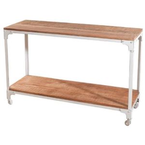 OXFORD Console style industriel en manguier et métal blanc - 120 cm