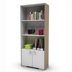 BIBLIOTHEQUE - VITRINE  KIM Bibliothèque 2 portes/3 tablettes Hêtre/Blanc