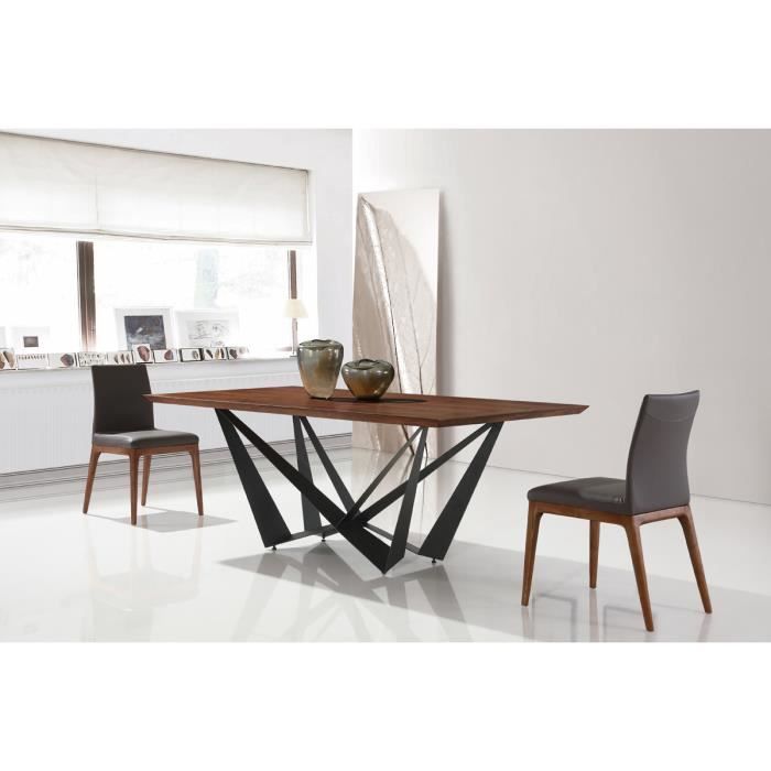Table à manger rectangulaire design marron en bois factory ... Design table a manger