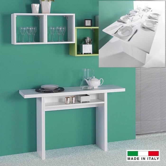 Console extensible Julia bois blanc Blanc Achat / Vente console extensible Console extensible