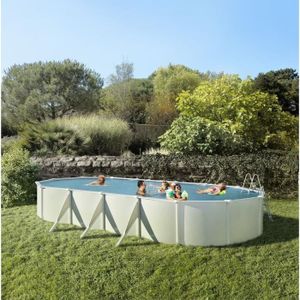 TRIGANO Piscine ovale 7,55x3,90x1,20m - Blanc