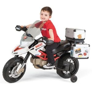 DUCATI Moto electrique enfant Hypermotard Cross 12 volts avec roulette amovibles et top case
