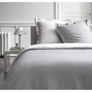 TODAY PREMIUM Parure de couette percale bicolore - 1 housse de couette 220x240 cm chantilly et zinc + 2 taies
