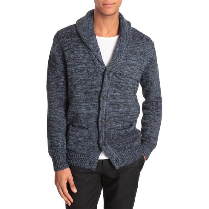 Cardigan col châle bleu pour homme Bleu - Achat / Vente gilet