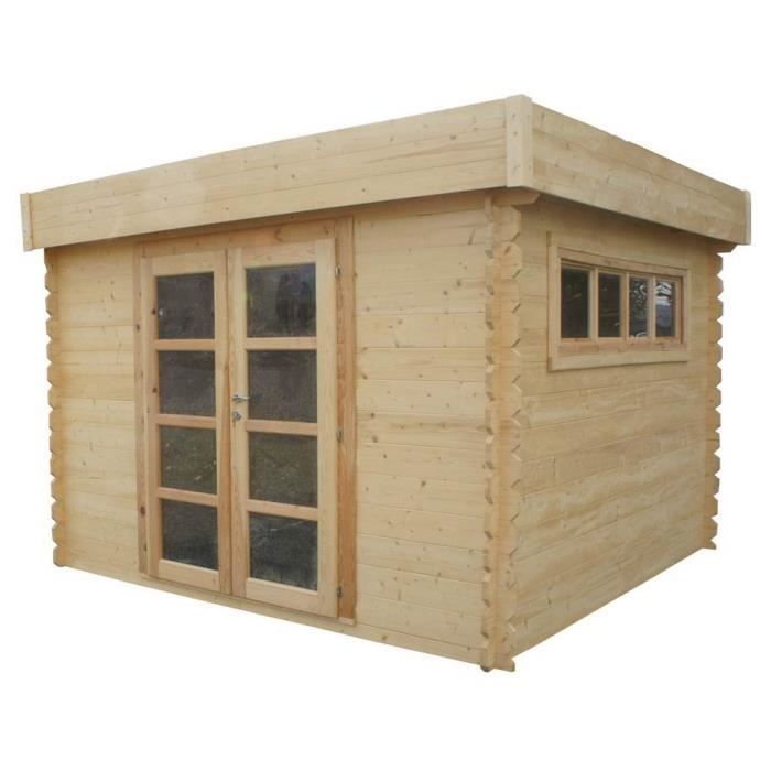 Chalet & jardin abri de jardin en bois toit plat 3x3m beige ... Chalet Créatif Cabin