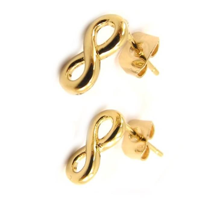 Boucles plaqué or 'Infini' blanc doré