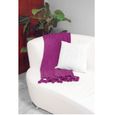 COUVERTURE - EDREDON - PLAID PLAID POMPONS 110X130 PRUNE