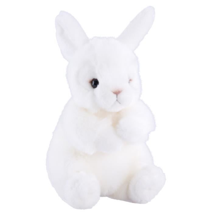 peluche lapin gris et blanc
