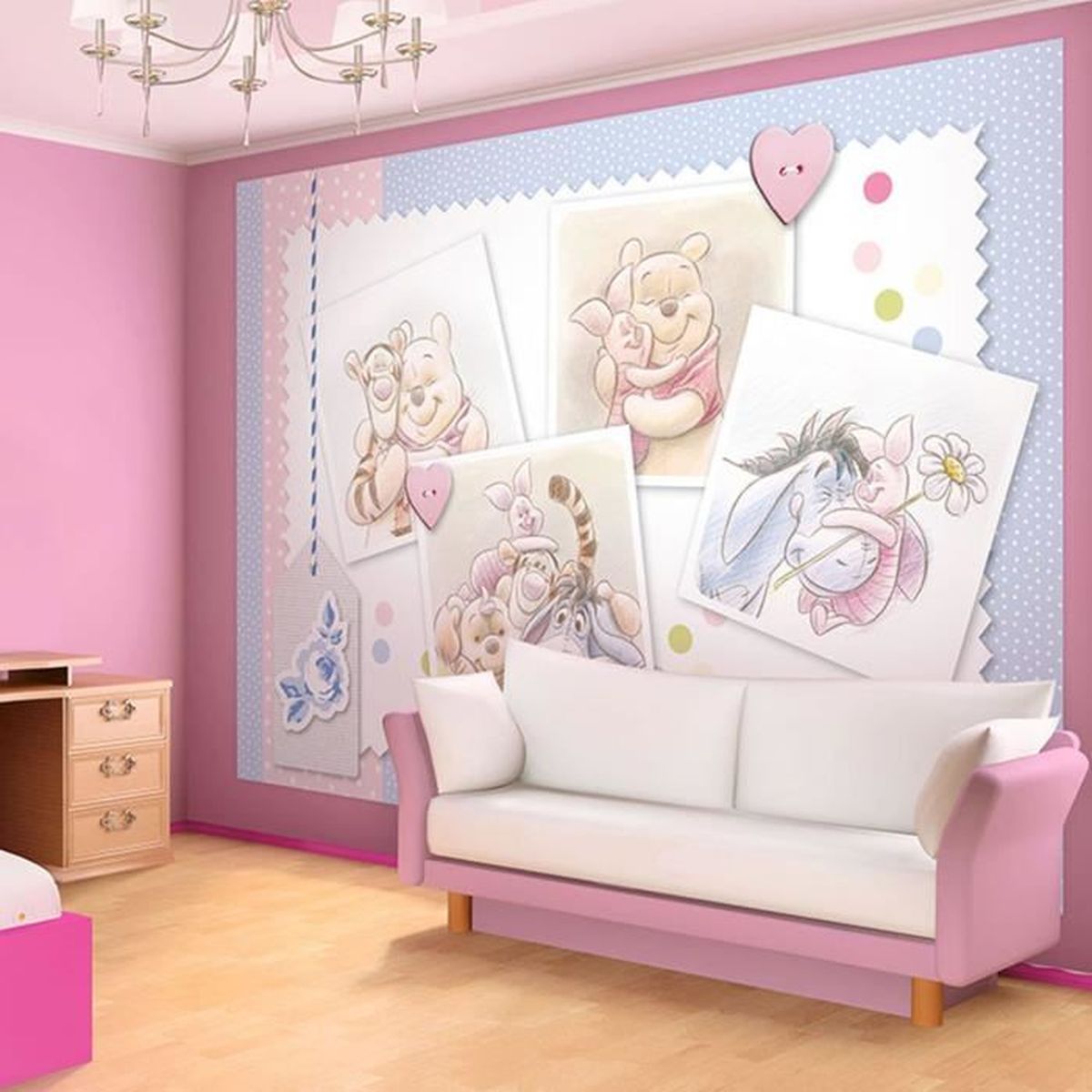 Papier peint winnie l'ourson 254 x 184 cm – fresque murale "câlins ...