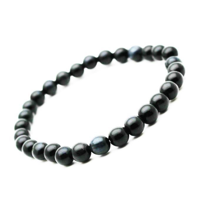 BRACELET , GOURMETTE Bracelet Oeil de Tigre Bleu 6 mm en pierres semi,p