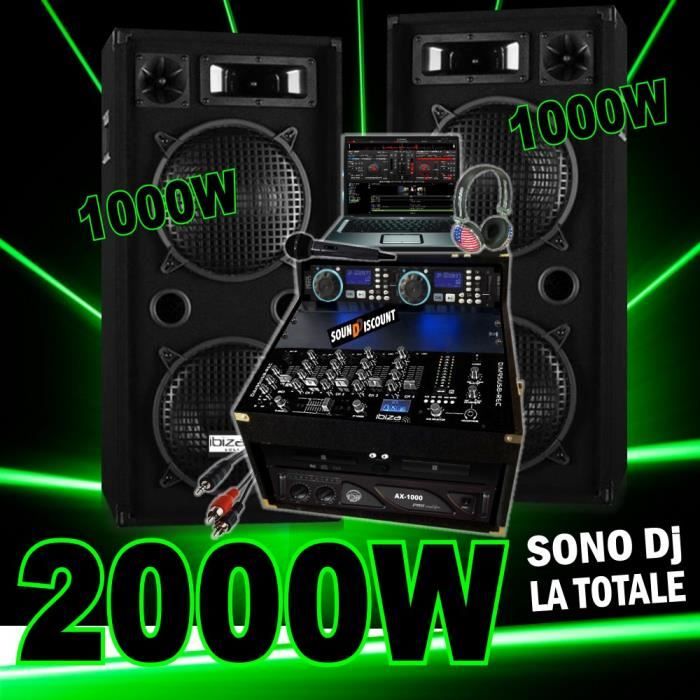 SONO COMPLÈTE avec 2 ENCEINTES 1000W + AMPLI 1000W + DOUBLE CD + MIXAGE USB DJ + .CASQUE DJ SONO COMPLÈTE avec 2 ENCEINTES 1000W + AMPLI 1000W + DOUBLE CD + MIXAGE USB DJ + .CASQUE DJ