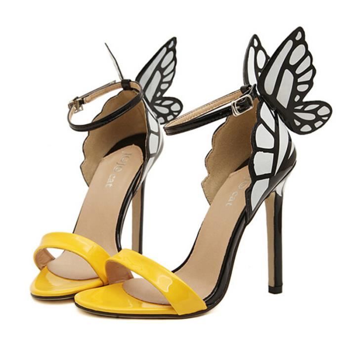 sandales à talons jaune