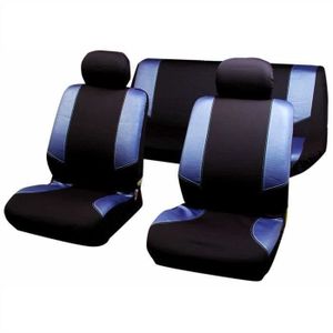 HOUSSE DE SIEGE Jeu de Housse Confort Bleu et Noir 6 pièces