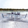 SALON DE JARDIN - ENSEMBLE TABLE CHAISE FAUTEUIL SALON DE JARDIN EN ALUMINIUM PALMA