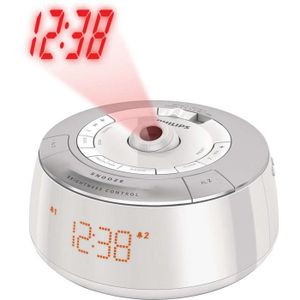 PHILIPS AJ5030 Radio réveil Tuner FM avec projection de l'heure - Blanc
