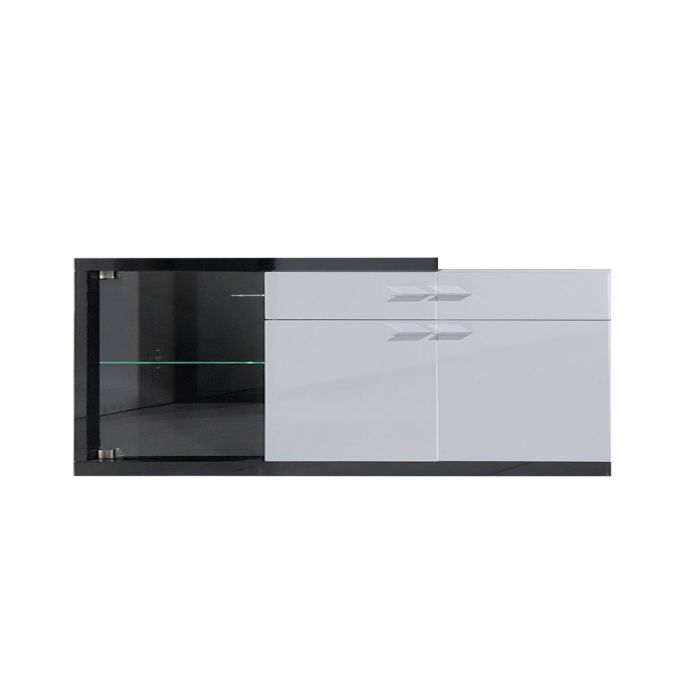 imaison  Buffet commode Sylt en Noir / Blanc laqué haute brillance avec