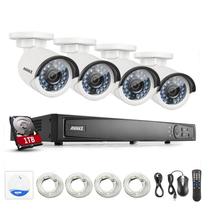 ANNKE video surveillance extérieur filaire 8CH NVR POE 1080P+4 caméra 4
