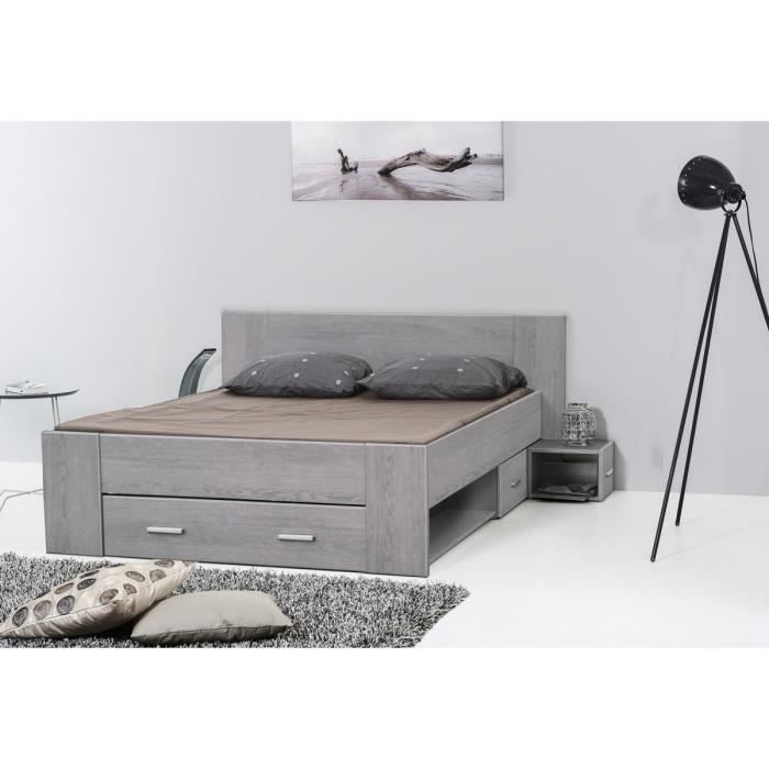 lit avec rangement gris