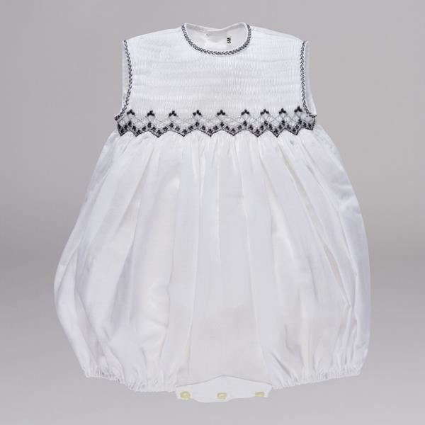 Robe bébe avec NID D’ABEILLE BebeDeParis GrisT6mois 100 coton