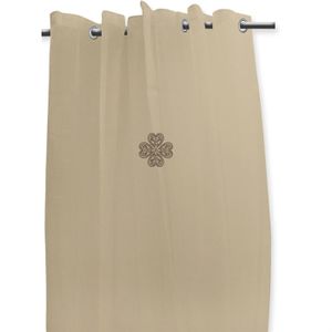 SOLEIL D'OCRE Voilage ? oeillets FLEURS Lin 140x250cm