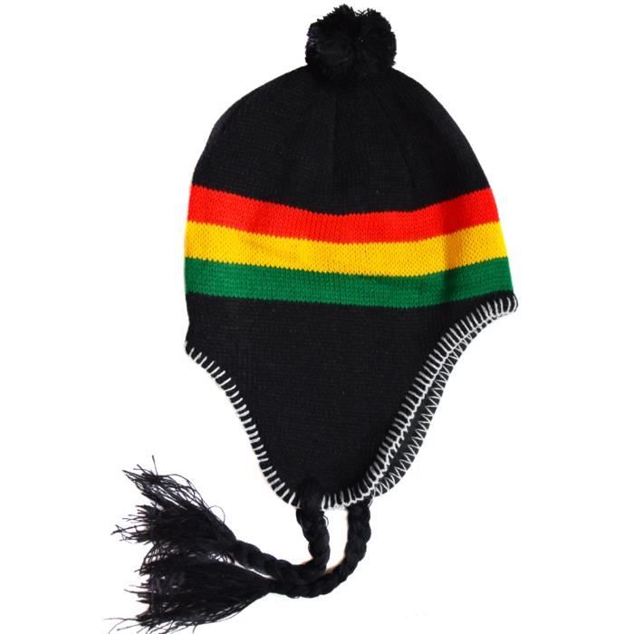 Bonnet peruvien Rasta Jamaique Reggae Afrique Drapeau taille adulte