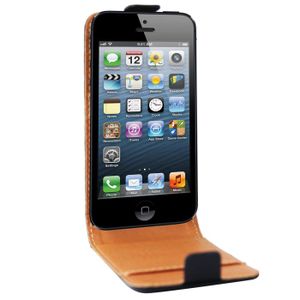 HOUSSE-COQUE TELEPHONE SWISSCHARGER Etui Cuir Noir iPhone 5