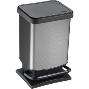 SUNDIS Rotho Poubelle de cuisine ? pédale Paso 20 L gris et noir carbone 29,3x26,6x45,7 cm