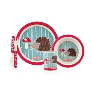 NUBY Set repas en BAMBOO, contient: 1 assiette, 1 bowl, 1 tasse, 1 fourchette et 1 cuill?re