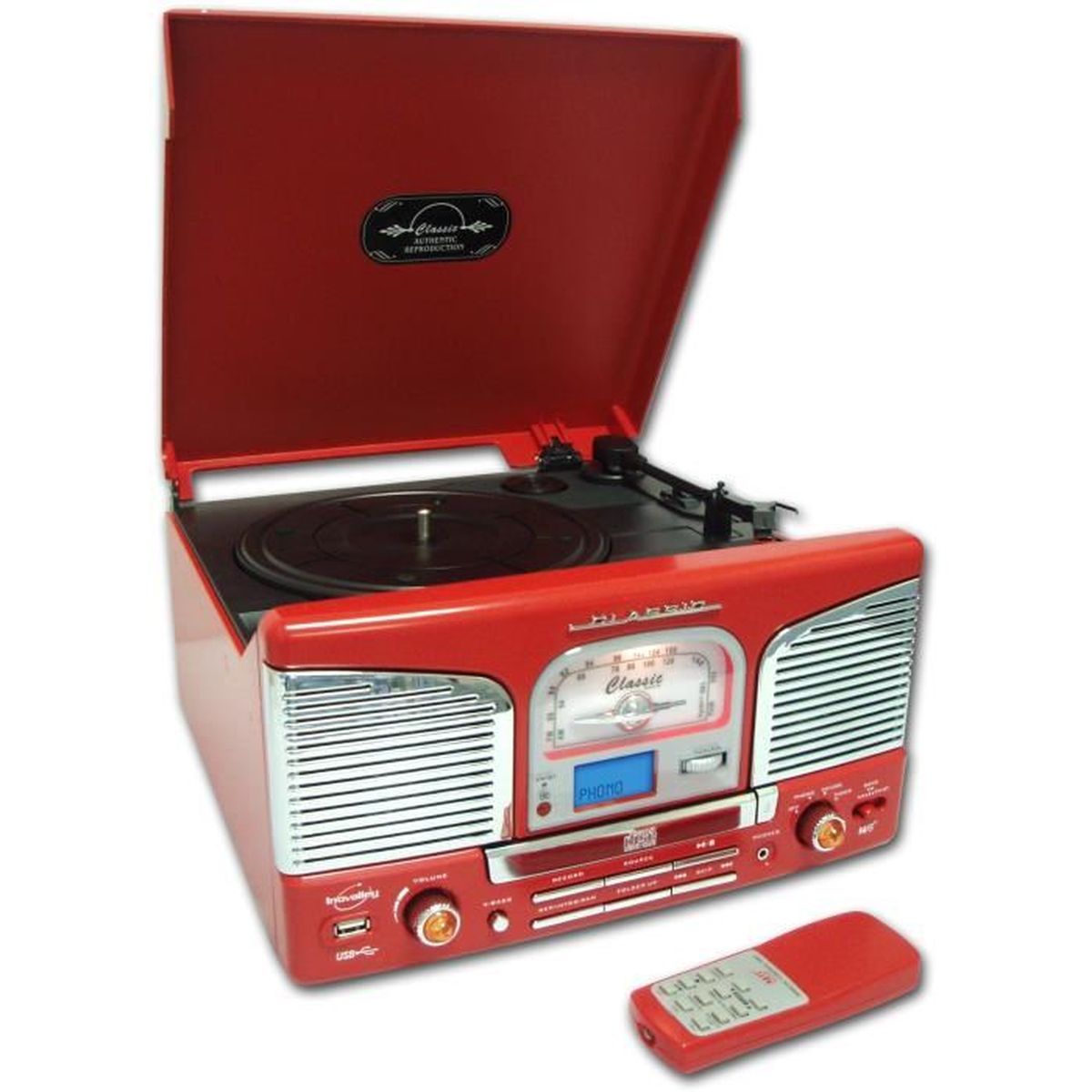 INOVALLEY RETRO-03 Platine Vinyle Tourne Disque USB Rouge - Achat ...