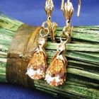 Boucle d'oreille Dormeuses Plaqué Or "Duchesse" Ambre