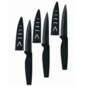 COUTEAU DE CUISINE - FEUILLE - COUPERET - FENDOIR Set de 3 couteaux céramique Lame noire
