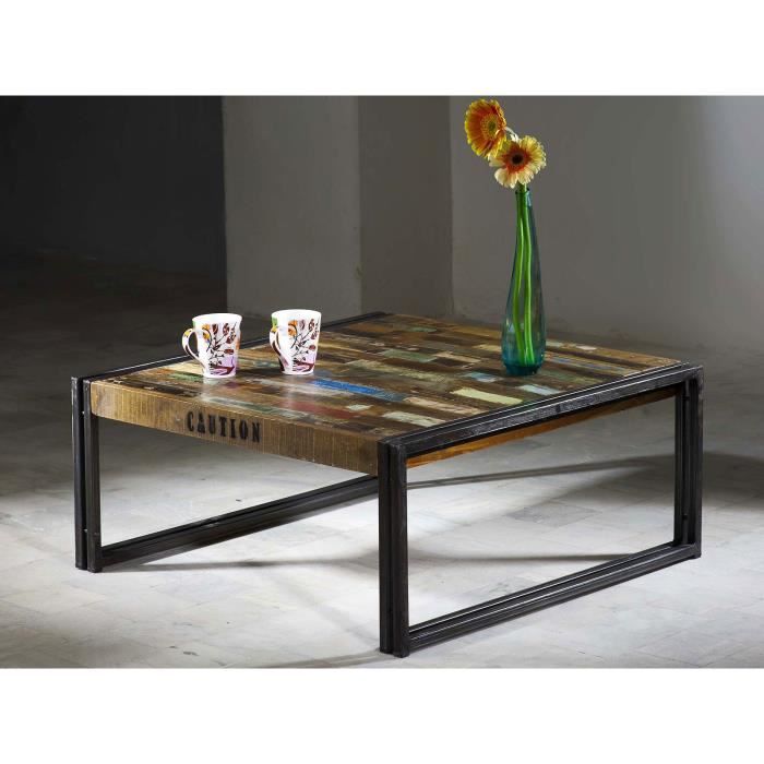 Table basse QUÉBEC 80x80 en bois dur multicolore massivum Achat